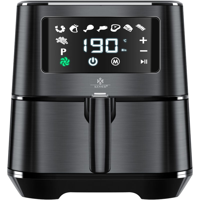 Kesser - xxl 5,5 litri friggitrice ad aria calda in acciaio inox incl. cestino per il pane friggitrice da 1700W Airfryer display touch 8 programmi