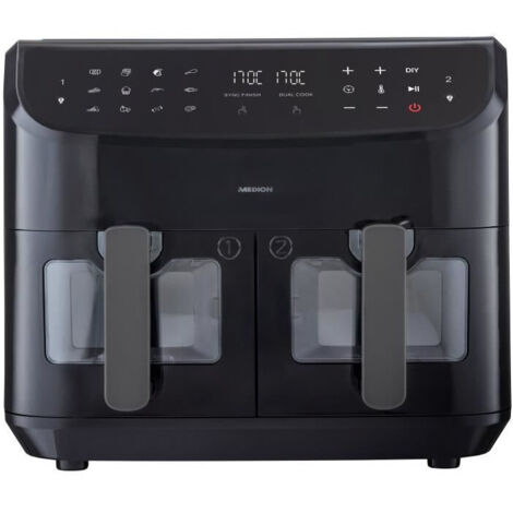 Friggitrice ad Aria Calda - MEDION - P20 XXL Twin - 2600 W - 2 cesti - 9 programmi - Nera