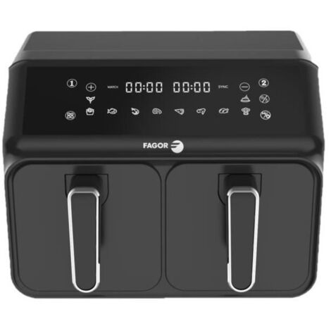 Friggitrice ad aria - FAGOR - Airfryer 2 vaschette da 4L - 2200W - 8 programmi - Nero