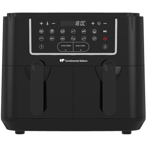 Friggitrice ad Aria Senza Olio CONTINENTAL EDISON - RFRSH24002CB - 9 L - Doppie vasche - 2400W - Nera