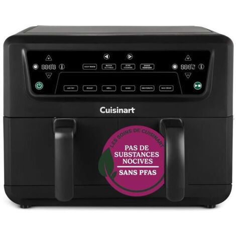 Friggitrice ad aria senza olio CUISINART - Airfryer AFD10OBLE - Capacità 10,4L - Doppio cestello - Nero - 2400W