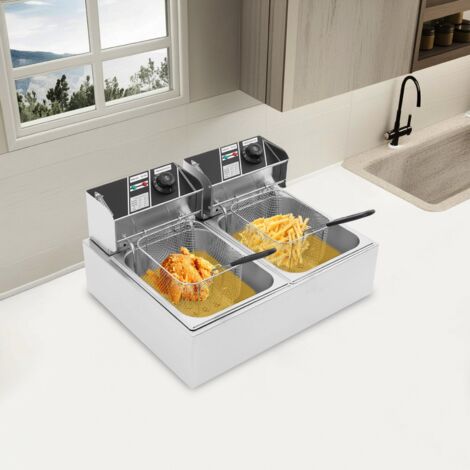 Friggitrice con cestello, friggitrici elettriche, friggitrice commerciale a due recipienti