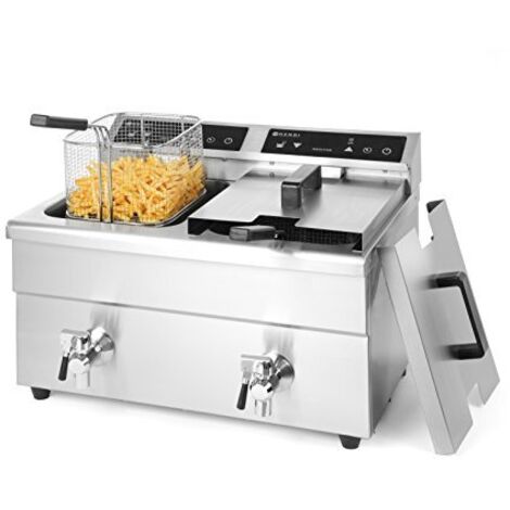 Friggitrice doppia a induzione con rubinetto KITCHEN LINE 2x 8 L Hendi 215029