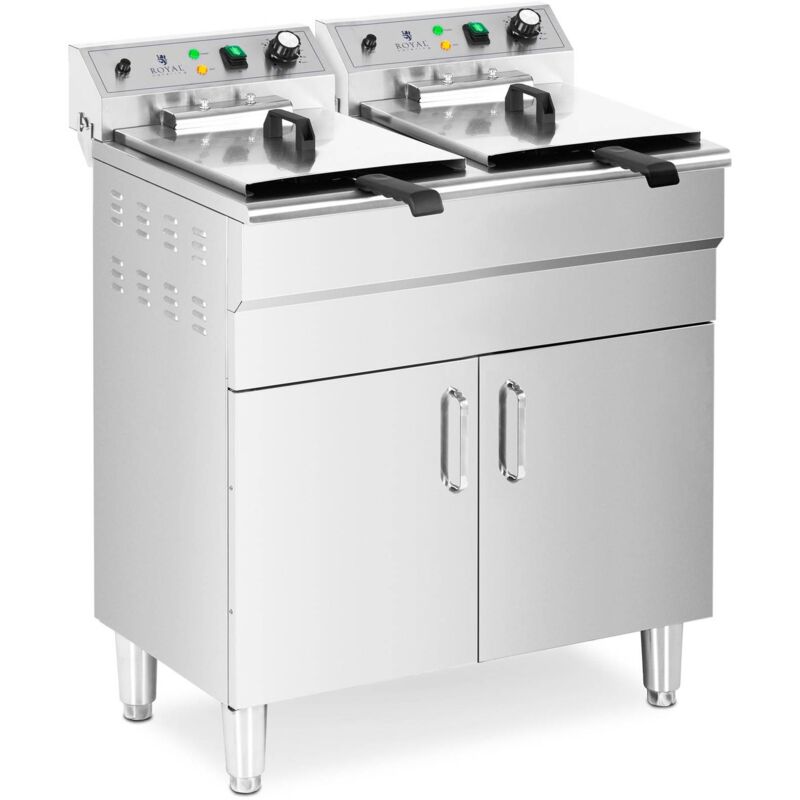 Image of Friggitrice Elettrica Doppia Professionale Con Mobiletto Zona Fredda 26 l 10000W