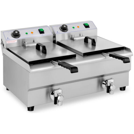 Friggitrice elettrica professionale da ristorante 2 rubinetti di scarico da 13 litri 140001787