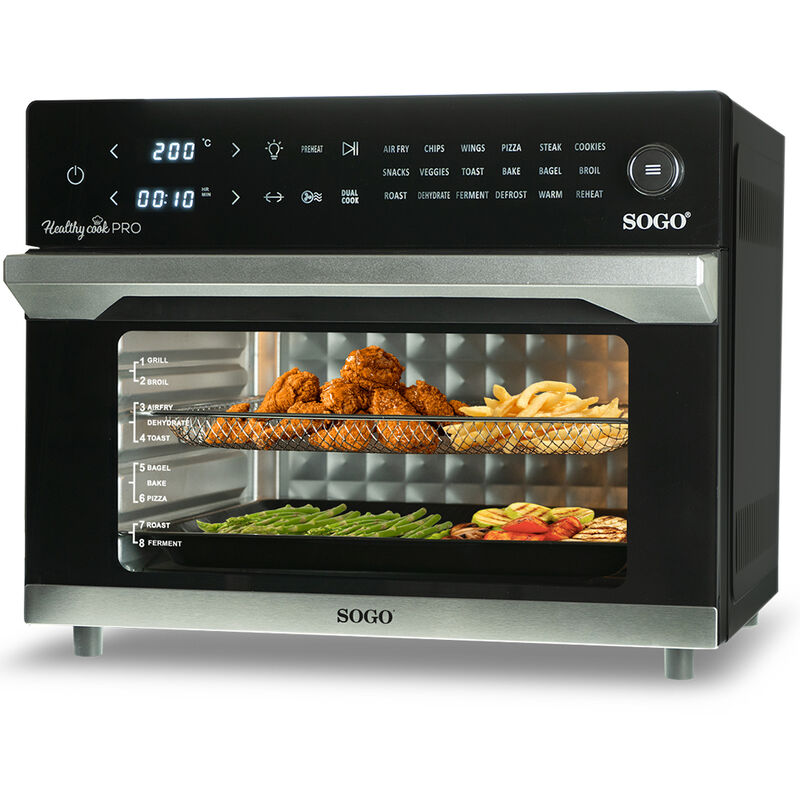 Image of Sogo - Friggitrice + forno + disidratatore + grill 30L / 1800W / timer 12h / touch control + ricettario