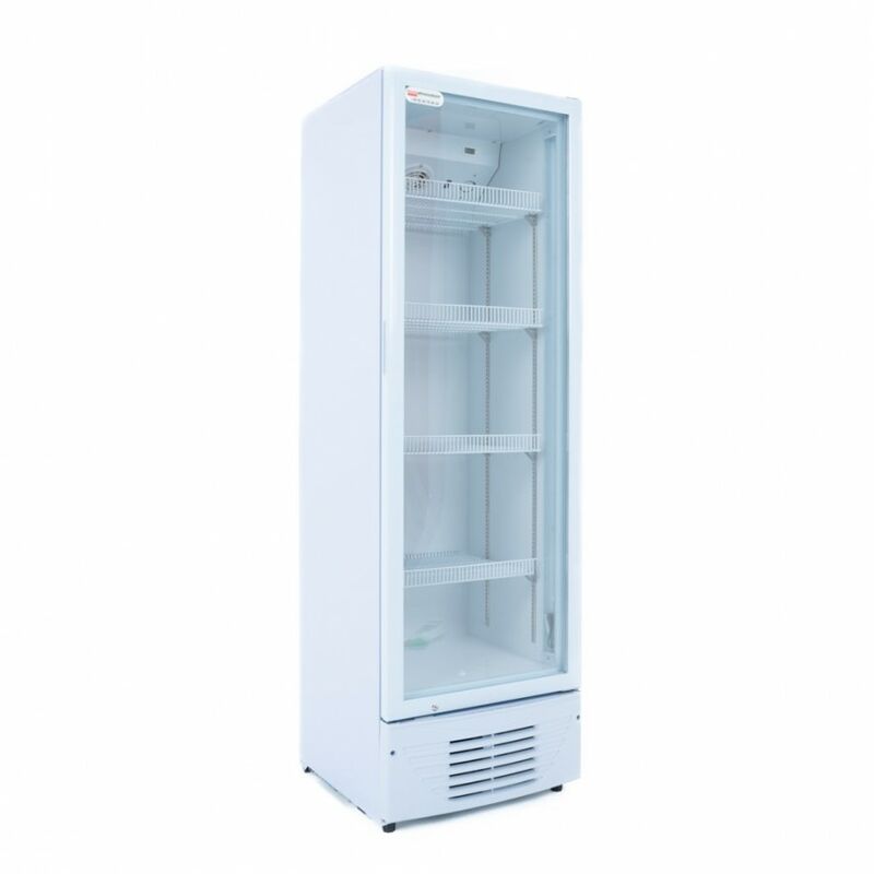 Ristoattrezzature - Frigo vetrina bibite verticale refrigerata 1 anta in vetro bianca +0 +10 °c 320 lt 59x64,5x190,5h cm
