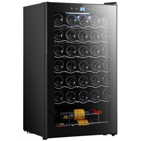 Frigorifero per vino de di 34 bottiglie  di capacità consistema di raffreddamento dicongelamento che garantisce alte prestazioni. Temperatura regolabile e luce interna a LED.
