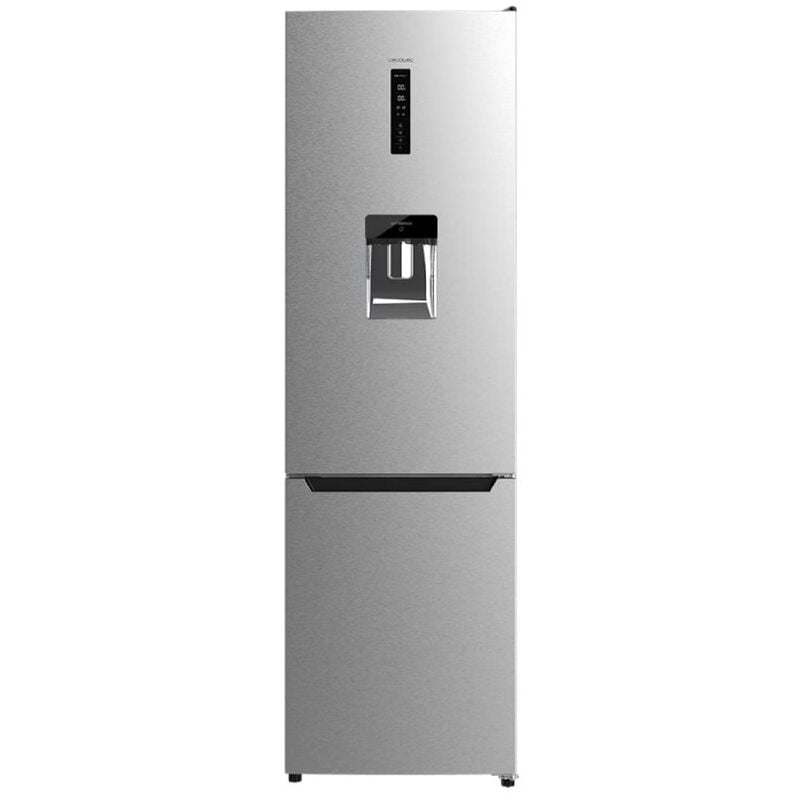 Cecotec Frigorífico Combi 2 Puertas con Dispensador de Agua Bolero CoolMarket Combi 322 WD Inox D. 322 L, Altura 185 y 60 cm de Ancho, Bajo Consumo,