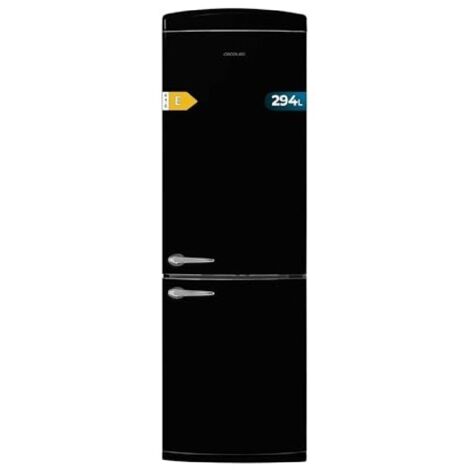 Frigorífico retro combi negro, 190cm de alto y 60 de ancho, capacidad 294l, total no frost, clase energética e, multi cooling, ultra fresh, convertible box, multi air flow, fast freezing, modo eco.