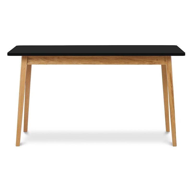 

FRILI | Mesa de comedor / cocina extensible de estilo escandinavo | 140-180x75x80 cm | Capacidad 6-8 personas | Patas de madera - Negro/Roble