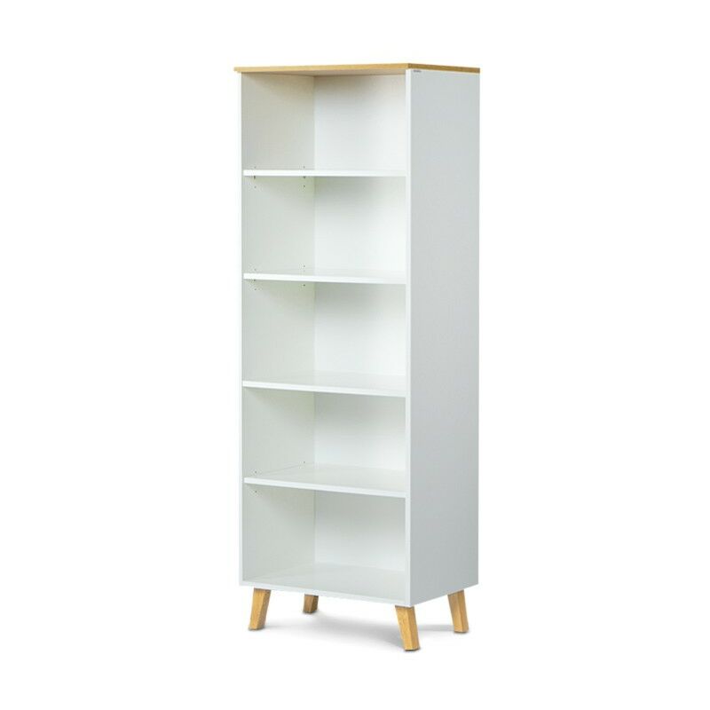 

FRILI | Librería para salón / dormitorio de estilo escandinavo | 65x182x46 cm | Patas de madera maciza + 4 estantes | Unidad de almacenamiento