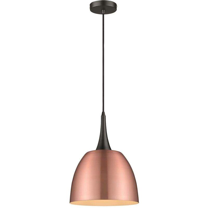 1 Light Dome Ceiling Pendant Black, Copper, E27 - Spring Lighting