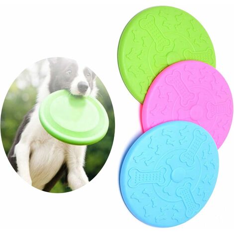 Paquete de 3 Frisbee perro, platillo de caucho natural, disco volador de  juguete de goma, disco vola Rojo Verde