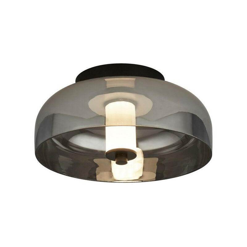 Frisbee 1 Light Led Flush, Matt Black With Smoked Glass - Searchlight