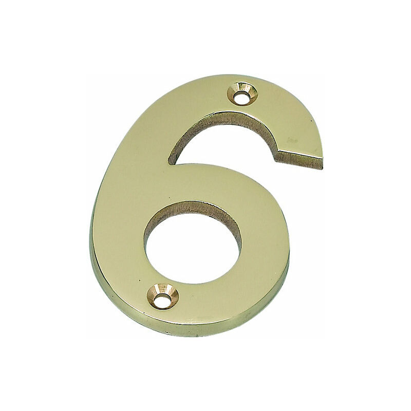 Frisco Eclipse Numeral '6' Face Fix 76mm l Polished Brass - Yellow