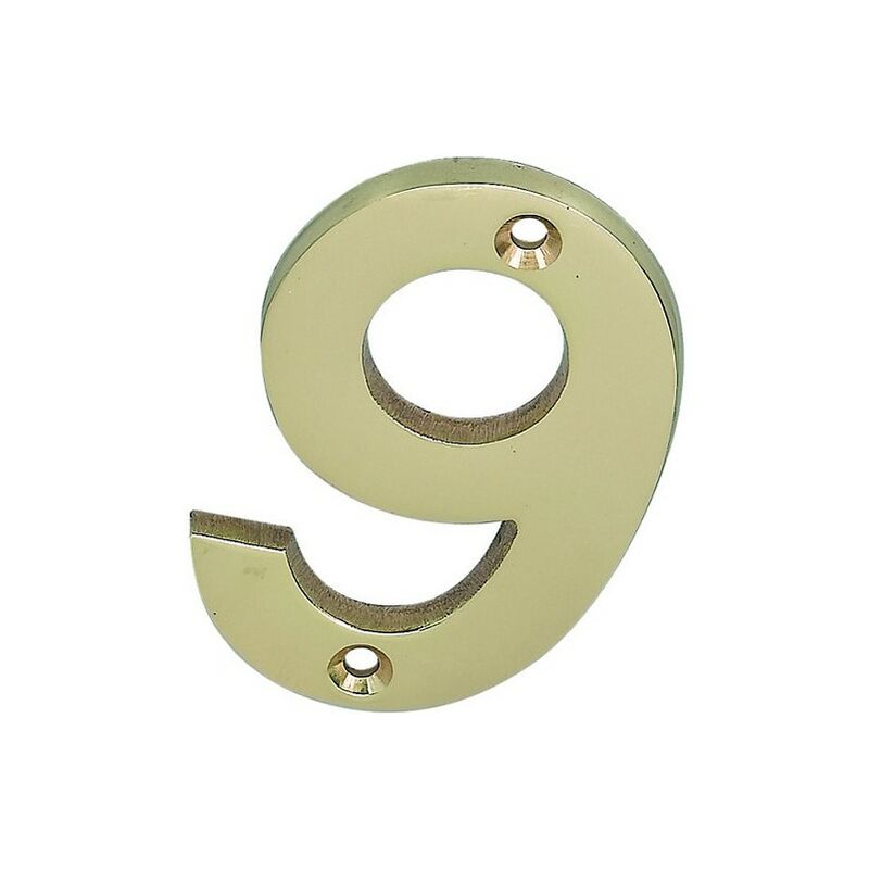 Frisco Eclipse Numeral '9' Face Fix 76mm l Polished Brass - Yellow