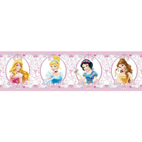 Frise 4 Princesses Disney : La Belle au bois dormant, Cendrillon Blanche Neige, Belle - Multicolor