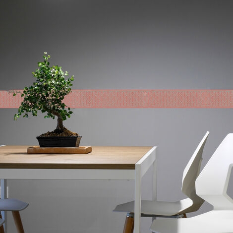 Frise adhésive 10x300cm, décoration murale, motif végétal abstrait rouge et grise, pour décorer votre intérieur.