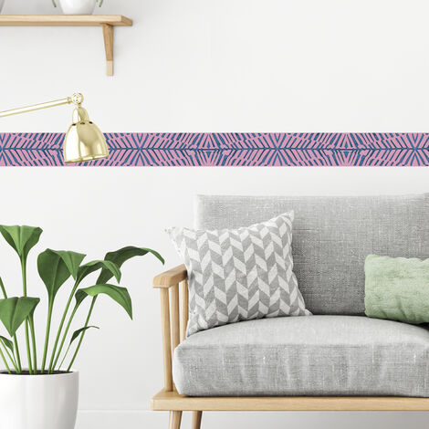 Frise adhésive déco murale intérieure 10x300cm, motif abstrait géométrique, violette, décoration intérieure.