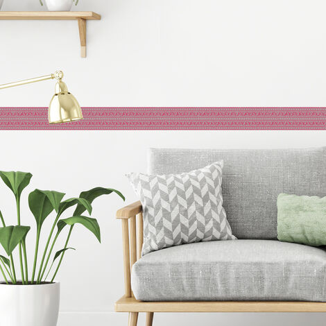 Frise adhésive décorative 10x300cm, motif floral rose, décoration murale intérieure