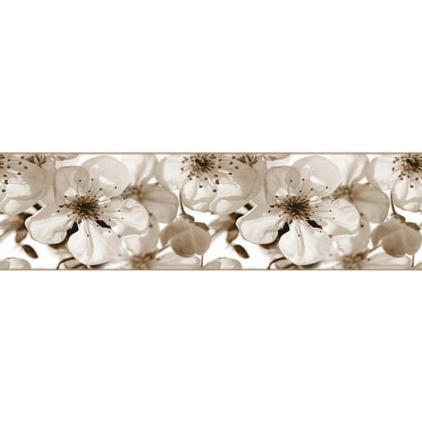 Frise auto-collante Fleur de pommier - 1 rouleau de 14 cm x 500 cm - Multicolor