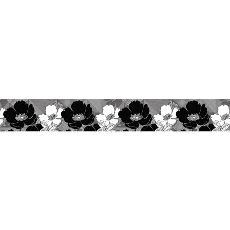 Frise auto-collante fleurs noires - 1 rouleau de 14 cm x 500 cm