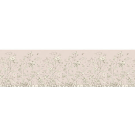 Frise auto-collante rose avec des fleurs - 1 rouleau