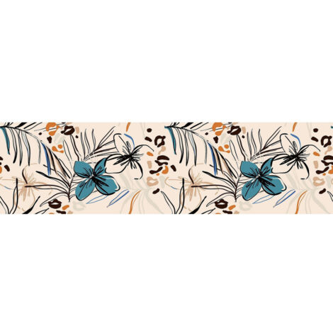 Frise auto-collante rose avec fleurs dessin - 1 rouleau de 0,14m x 5 m