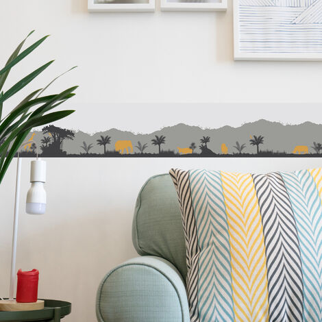 Frise Autocollante 15 cm X 300 cm Paysage Jungle Animaux Oranges Sorreisa Sauvage Décorative Adhésive