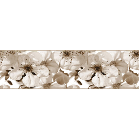 Frise de papier peint adhésive fleurs - 14 x 500 cm de Sanders & Sanders - beige clair
