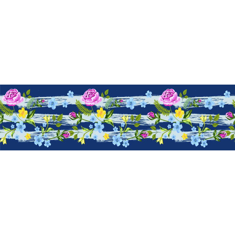Frise de papier peint adhésive fleurs - 14 x 500 cm de Sanders&sanders bleu foncé