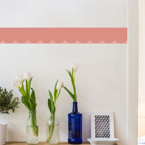 Frise décorative adhésive, feston rose, 9 cm X 300 cm