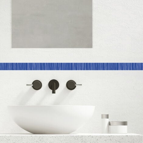 Frise décorative adhésive, petits traits, dessinés, bleu roi, 5 cm X 300 cm
