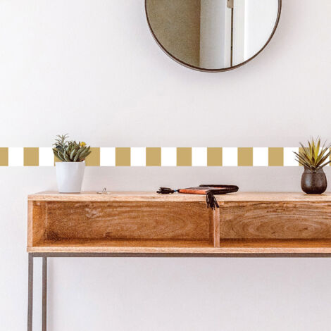 Frise décorative adhésive, rayures, moutarde et blanc, jaune moutarde ,tendance, 5 cm X 300 cm
