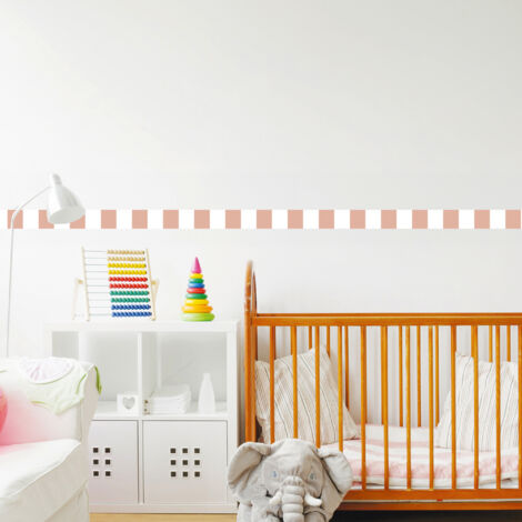 Frise décorative adhésive, rayures, rose et blanc, rose pâle, tendance, 5 cm X 300 cm
