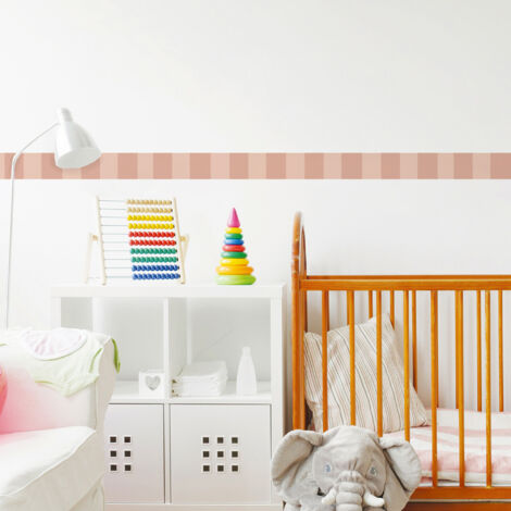 Frise décorative adhésive, rayures verticales larges, beige rosé, motif géométrique, 5 cm X 300 cm