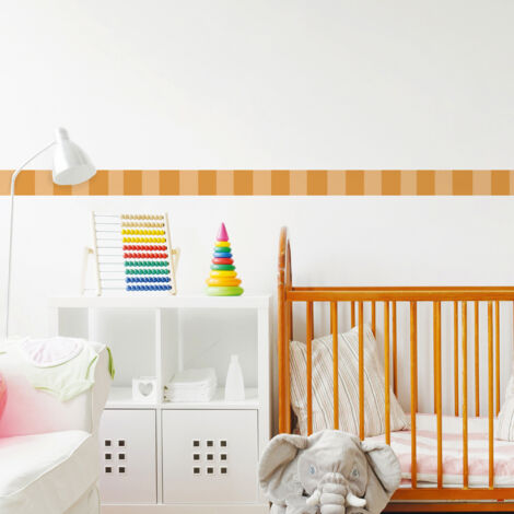 Frise décorative adhésive, rayures verticales larges, orange, motif géométrique, 5 cm X 300 cm