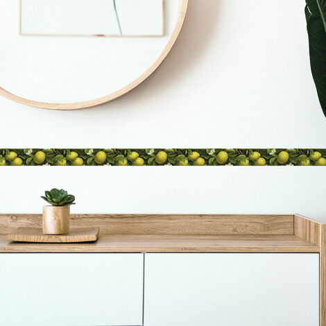 Frise décorative adhésive, superbe frise citron qui convient partout et tout le temps, 5 cm X 300 cm
