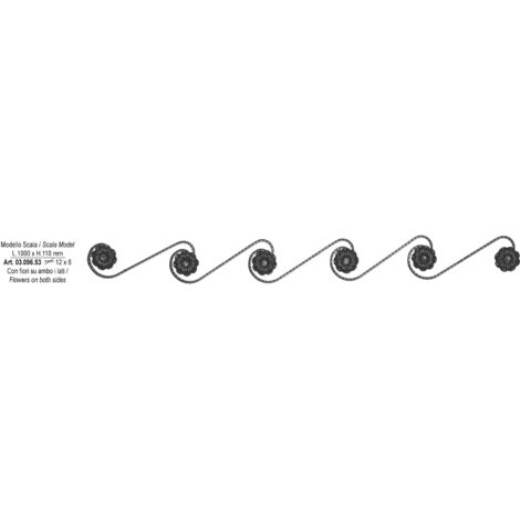 Frise double face - Hauteur 110mm Longueur 1000mm en fer plat strié de 12x6mm - Fer forgé à souder - DECO FER FORGE