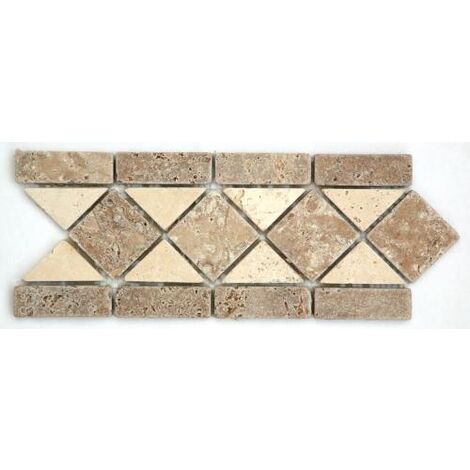 Frise LOSANGE travertin noce / travertin beige 29x10 cm - unité
