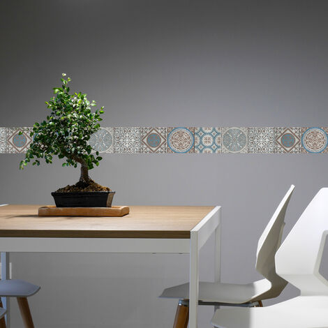 Frise murale adhésive géométrique 10 cm x 300 cm – Multicouleur autocollante – Installation rapide sans colle – Décoration intérieure moderne