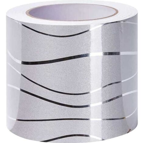 Frise Murale Adhesive - Marque - Modèle - Argent - PVC - 10cmx10M