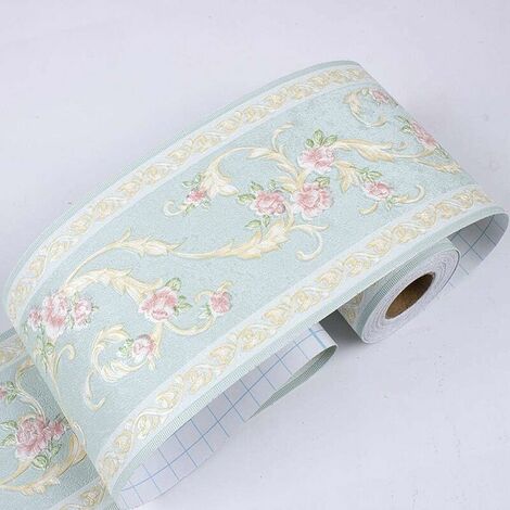 Frise murale autocollant Fleur verte 10X500CM PVC étanche frise murale adhésive Décoration murale--Ternel