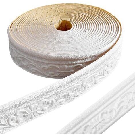 Frise murale autocollante 3D blanche – Bordure étanche pour couloirs et plafonds – Mousse XPE flexible et résistante à l'humidité