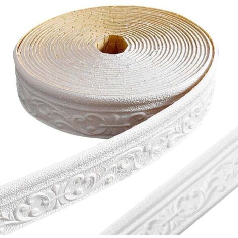 Frise murale autocollante 3D étanche pour couloirs, murs, plafonds et coins – blanc Ortviai