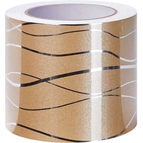 Frise Murale Autocollante - Vagues Bronzantes - 10cm x 5m - PVC de Qualité Supérieure - Amovible