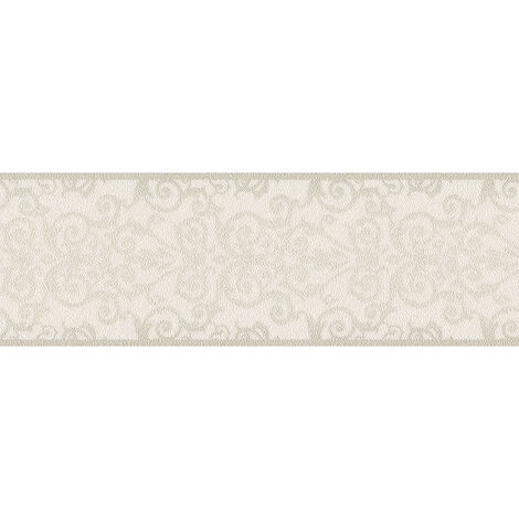 Frise papier peint baroque | Frise tapisserie intissée beige crème | Frise murale élégante pour salon & chambre adulte - 5,00 x 0,17 m
