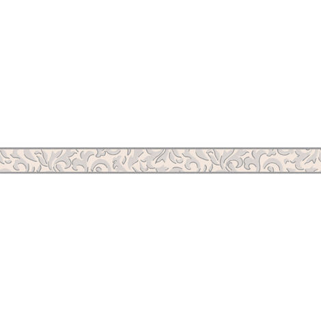 Frise papier peint motif ornements élégants Frise tapisserie grise & beige pour couloir & chambre Frise murale à motif salon