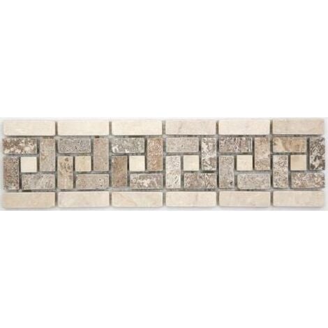 Frise pierre 505 Travertin Noce - Marbre Beige 28.5x7 cm - unité